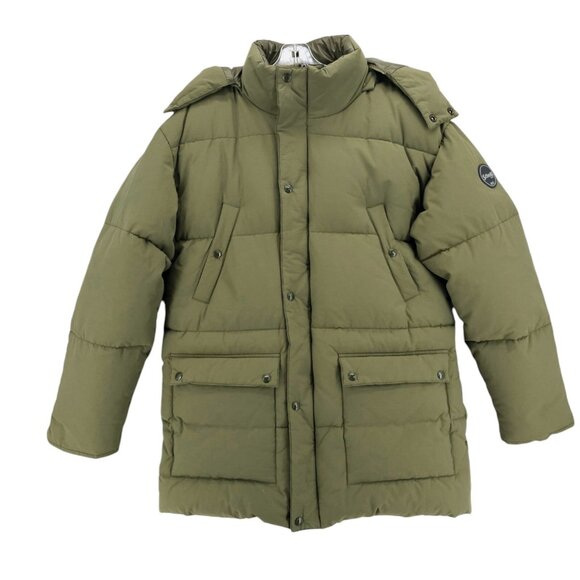 SCHOTT NYC Olive Green Down Filled Parka Jacket Removable Hood Est. MEDIUM - Picture 1 of 7